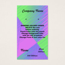 EARRING HOLDER Cards Custom business cards
