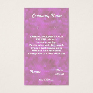 EARRING HOLDER Cards Custom business cards Pink