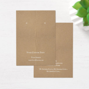 Earring Jeweller Display Card, Brown Kraft Texture