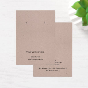 Earring Jeweller Display Card, Light Brown Kraft 