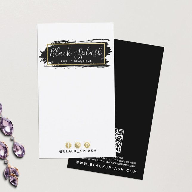 Earring Jewellery Display Black & Gold Paint Strok Business Card (Creator Uploaded)