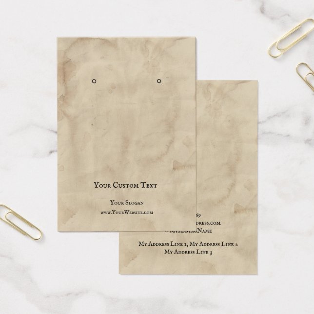 Earring Jewellery Display Card, Aged Brown Texture (Office)