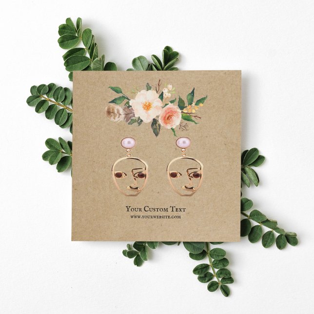 Earring Jewellery Display Card • Boho Feather Flor (Creator Uploaded)