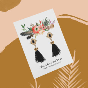 Earring Jewellery Display Card • Boho Feather Flor