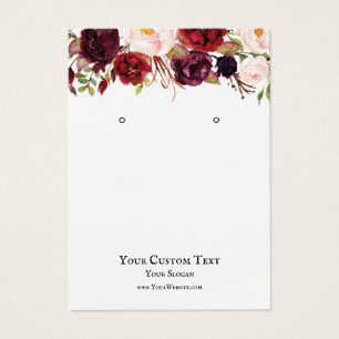 Earring Jewellery Display Card, Burgundy Florals