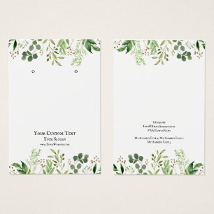 Earring Jewellery Display Card, Greenery Watercolo
