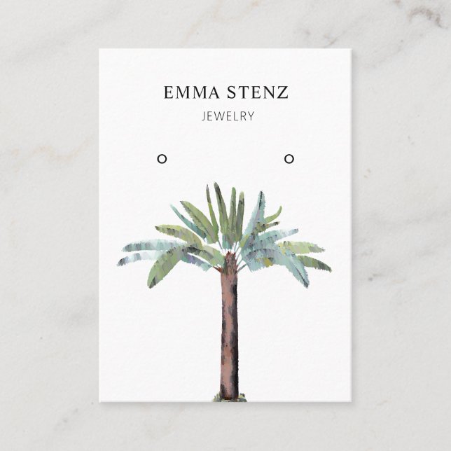 Earring Jewellery Display Card • Pastel Palm Tree (Front)