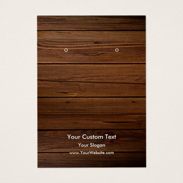 Earring Jewellery Display Card, Rustic Wood Ring (Front)