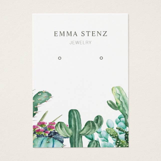 Earring Jewellery Display Cards • Flowering Cactus (Front)