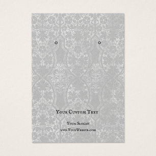 Earring Jewelry Display Card, Rustic Grey Damask