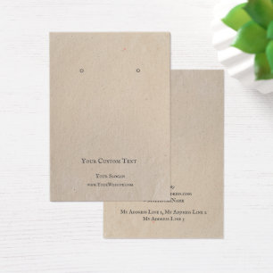 Earring Jewelry Display Card, Vintage Brown Kraft