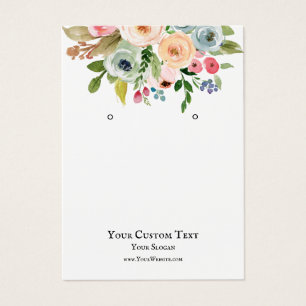 Earring Jewelry Display Card, Watercolor Florals