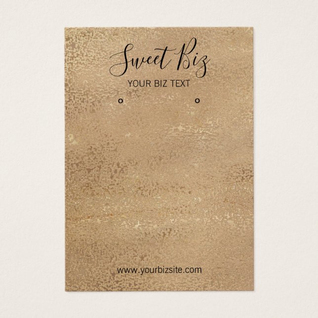 Earring Jewelry Holder Brown Gold Business Card (Front)