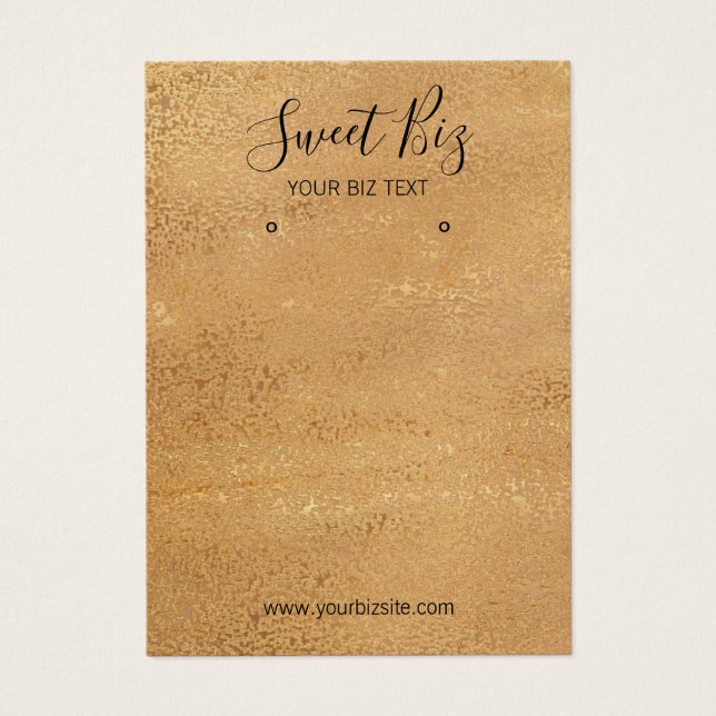 Earring Jewelry Holder Gold Business Card (Front)