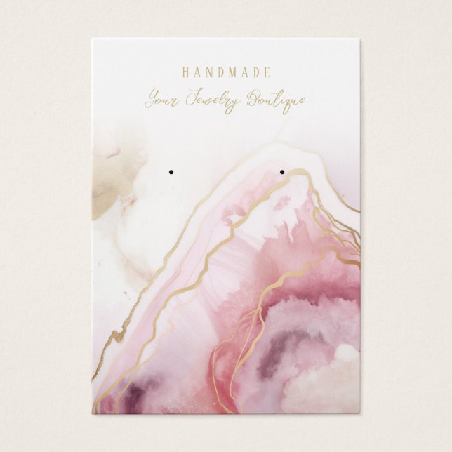 Earring Pink Lavender Gold Agate Display Cards (Front)