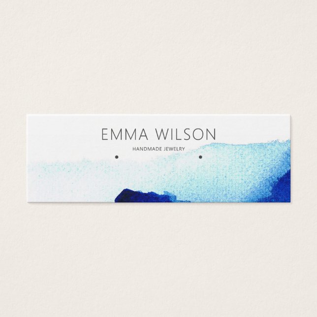 Earring Studs Display Card•Watercolor Indigo Blue (Front)