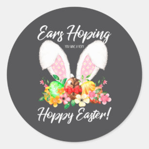 Ears Hopping Hoppy Easter Bunny Classic Round Sticker
