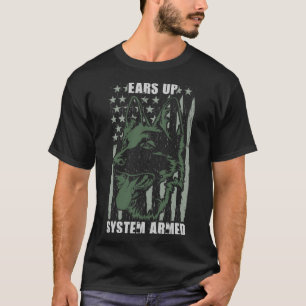 ears up system armed dog american flag T-Shirt