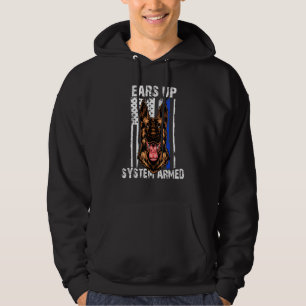 Ears Up System Armed German Shepherd Us Flag Hoodie