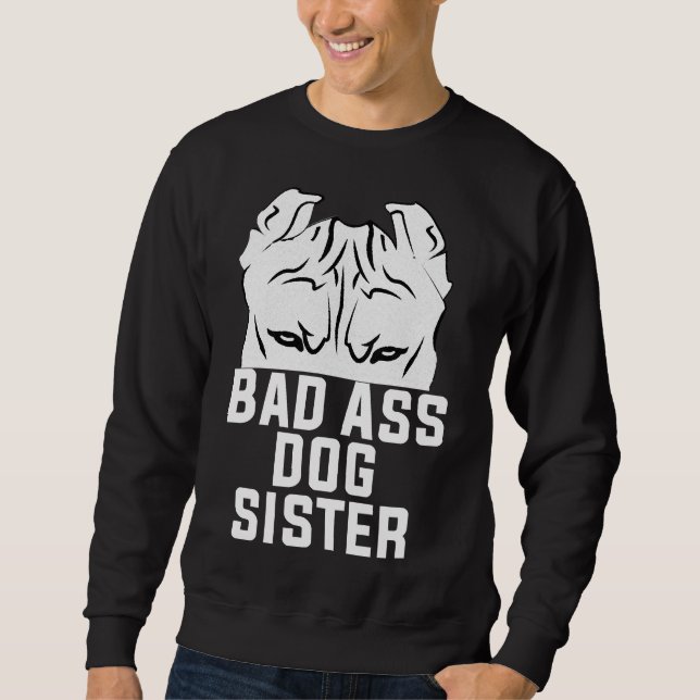 Ears Up System Armed Pitbull Dog Lover Funny Siste Sweatshirt (Front)