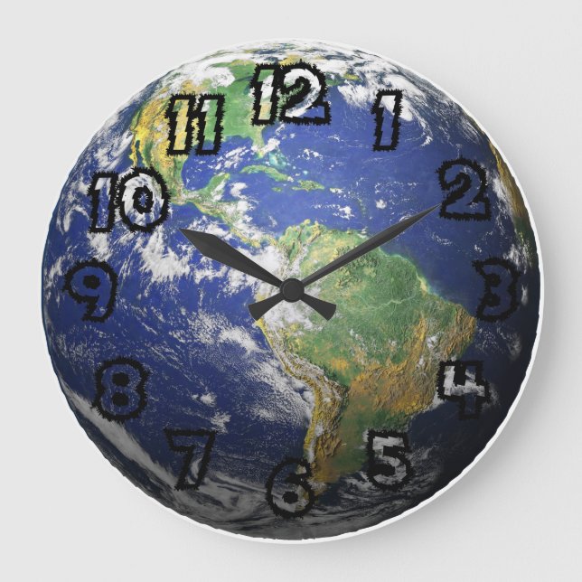 Earth - 3D Effect Large Clock (Front)