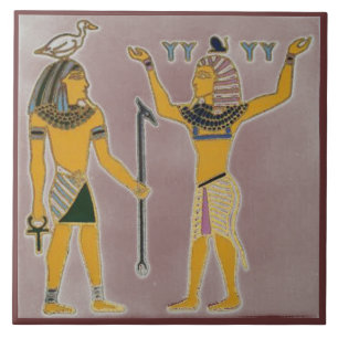 Earth and Air Geb and Shu Egyption Ceramic Tile