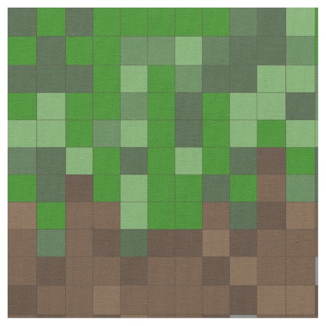 Earth and Grass Pixel Art Gaming Mask Fabric (Close Up)