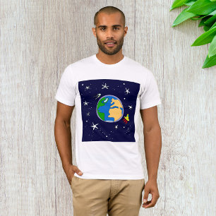Earth And Satellite Mens T-Shirt