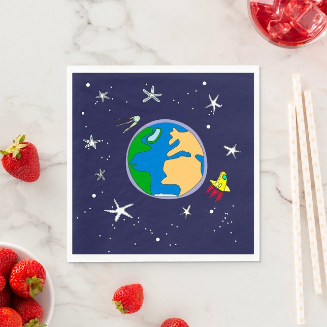 Earth And Satellite Paper Napkins (Creator Uploaded)