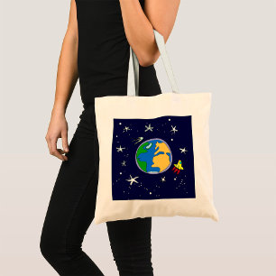 Earth And Satellite Tote Bag