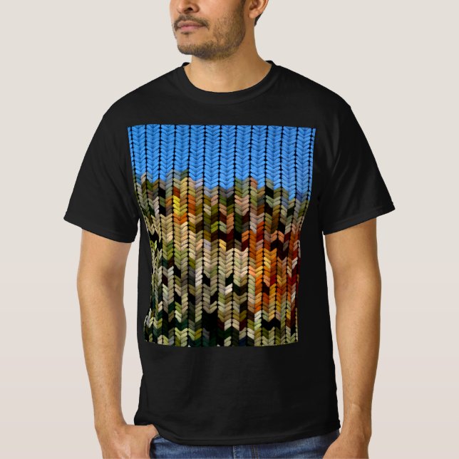 Earth and Sky Coloured Knitting Pattern T-Shirt (Front)