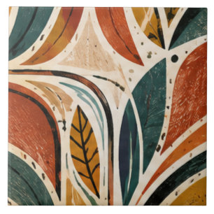 Earth and Sky Eastern Ojibwe Woodlands Design Ceramic Tile