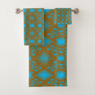 Earth And Sky Ombre Geometric Abstract Art Bath Towel Set