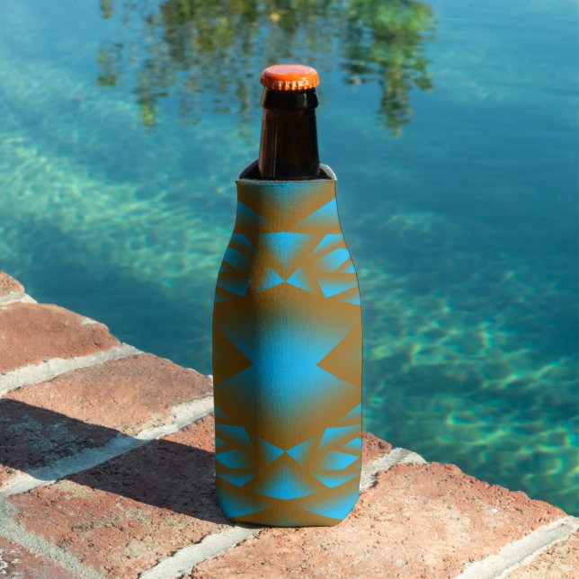 Earth And Sky Ombre Geometric Abstract Art Bottle Cooler (In Situ Pool)