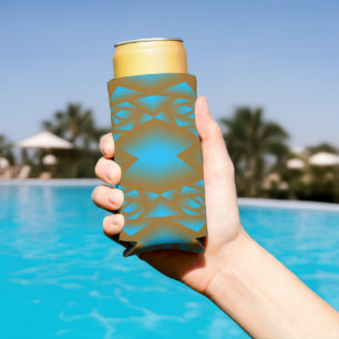 Earth And Sky Ombre Geometric Abstract Art Seltzer Can Cooler