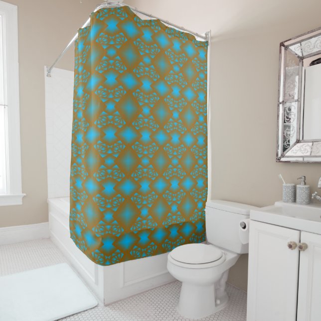 Earth And Sky Ombre Geometric Abstract Art  Shower Curtain (In Situ)