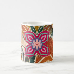Earth and Sky Symmetrical Folk-Art Floral Coffee Mug