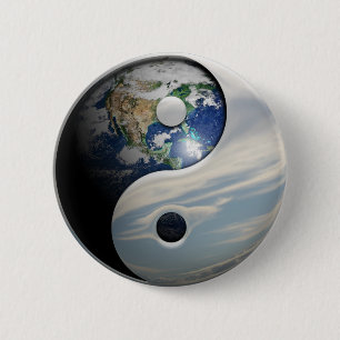 Earth and Sky Yin Yang 6 Cm Round Badge