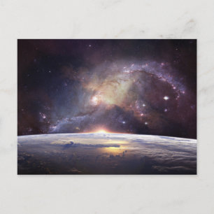 earth and space postcard