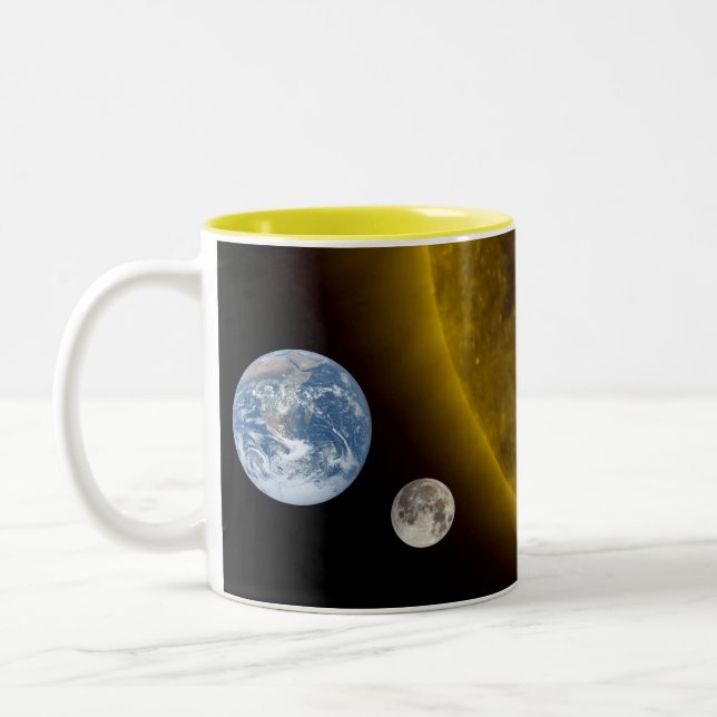 Earth and sun Two-Tone coffee mug (Left)