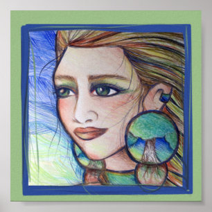 Earth and Wind Goddess Art nature Lovers Tree      Poster