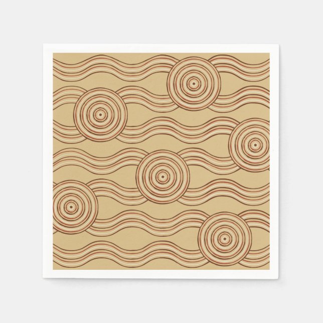 Earth Australian Dreamtime River Pattern Napkin (Front)
