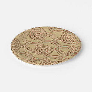 Earth Australian Dreamtime River Pattern Paper Plate