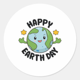 Earth Awareness Day Cute Planet Happy Earth Day  Classic Round Sticker