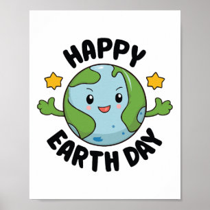 Earth Awareness Day Cute Planet Happy Earth Day Poster