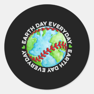 Earth Baseball Earth Day Sports Player Men Girls B Classic Round Sticker