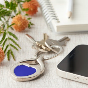 Earth Blue Heart Metal Keychain