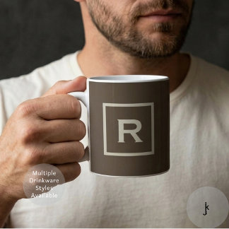 Earth Brown & Sand Beige Square Frame Minimalist Coffee Mug