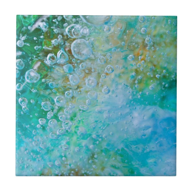 Earth Bubble - Blue Green Abstract Tile (Front)