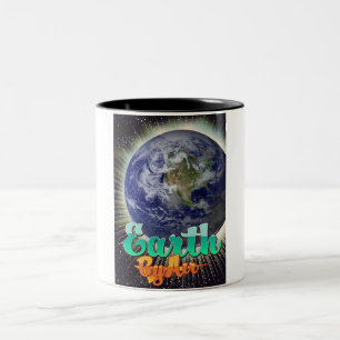 Earth By Air Vintage flight poster Two-Tone Coffee Mug